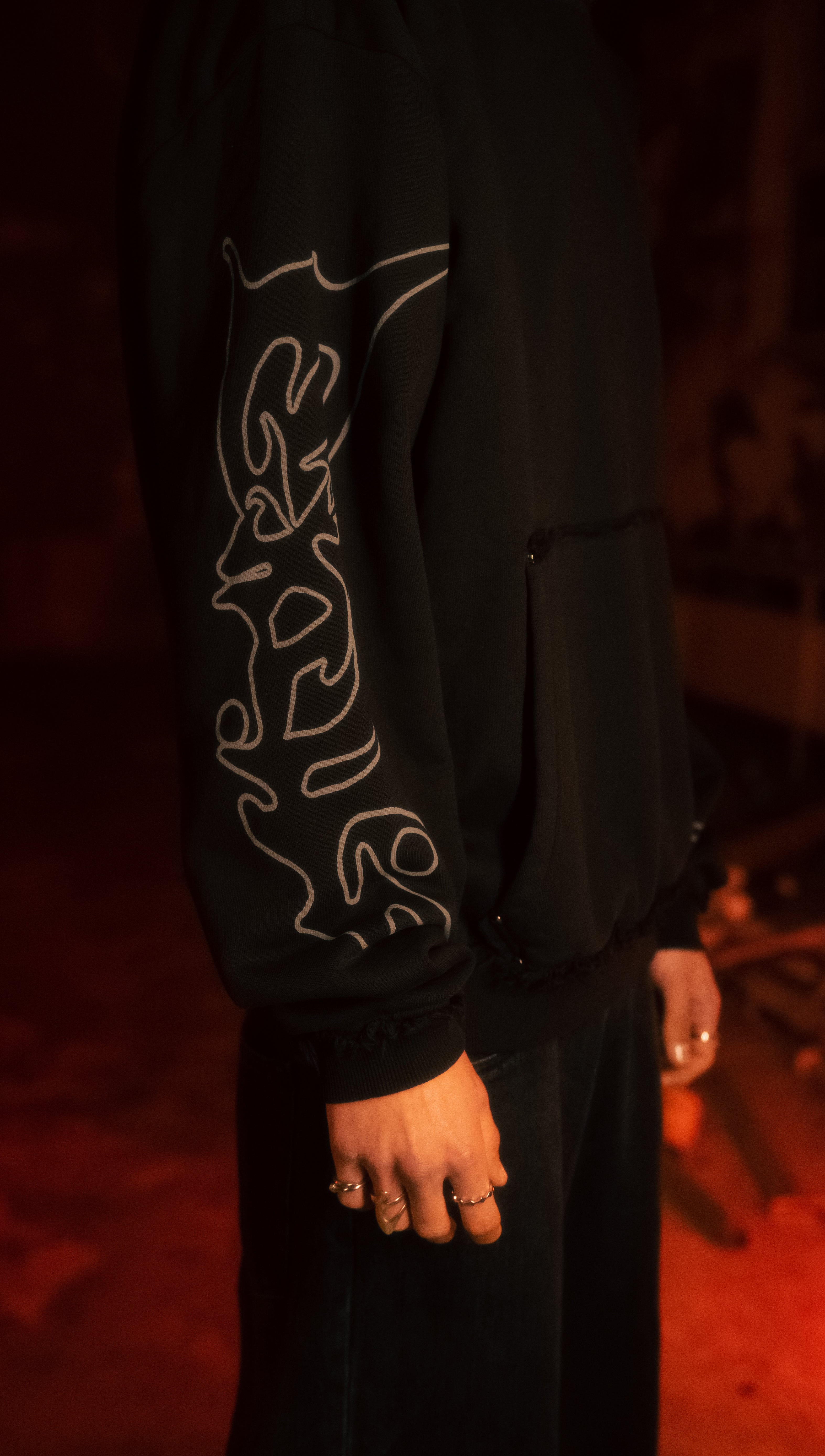 500GSM Sleeve Print Hoodie