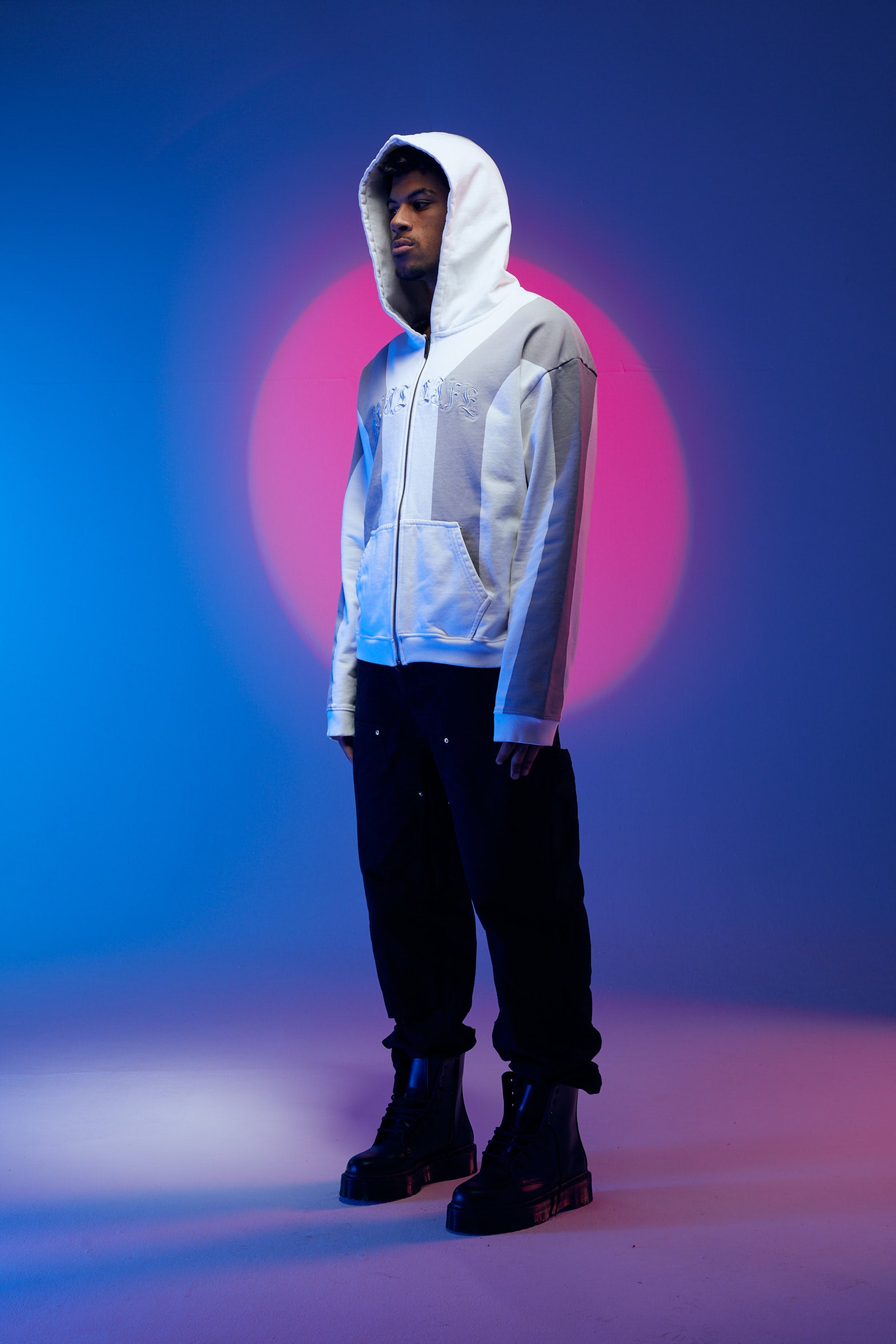 Arabic Moon- Double Stripe Zipper White Colorway