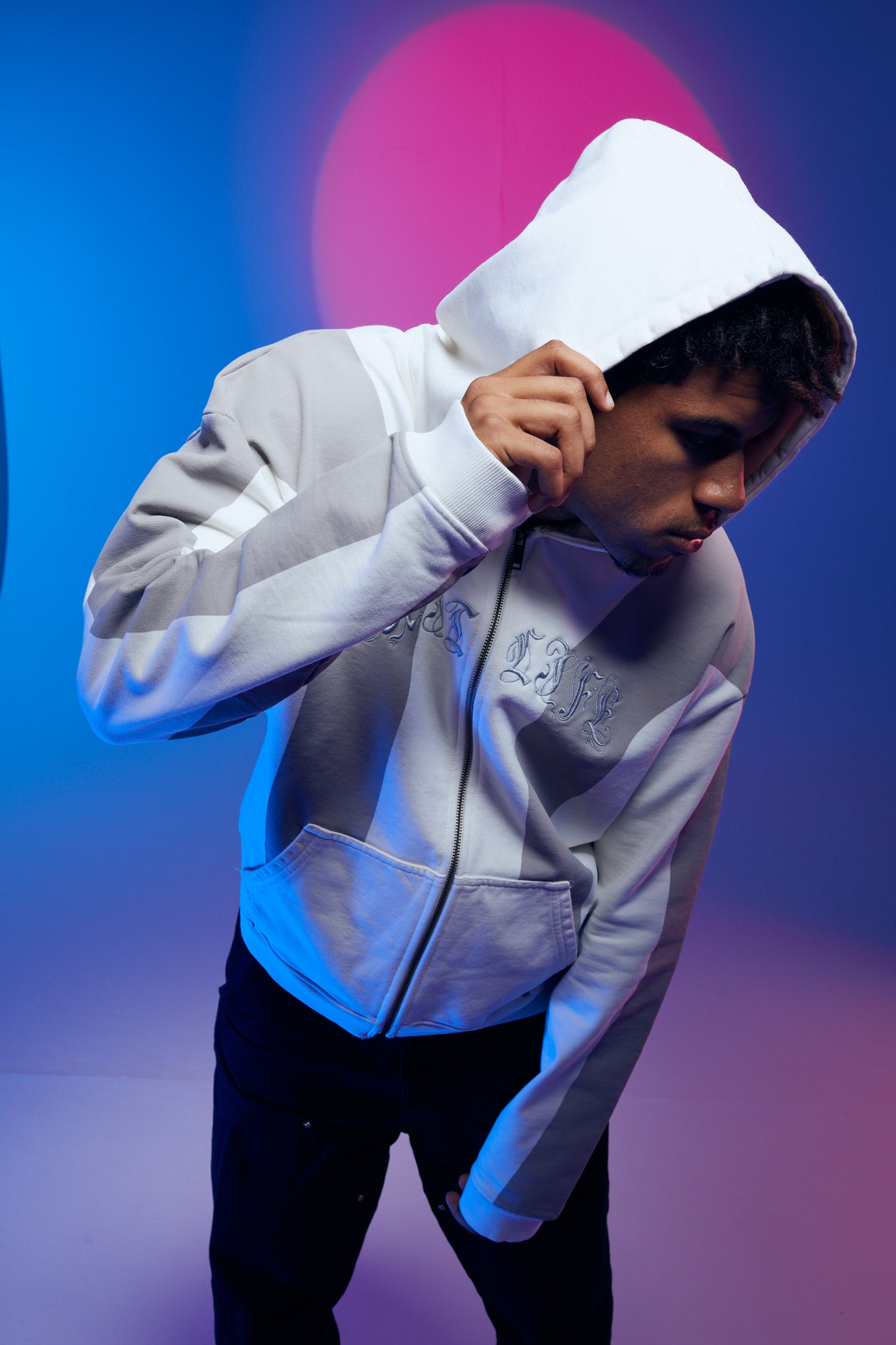 Arabic Moon- Double Stripe Zipper White Colorway