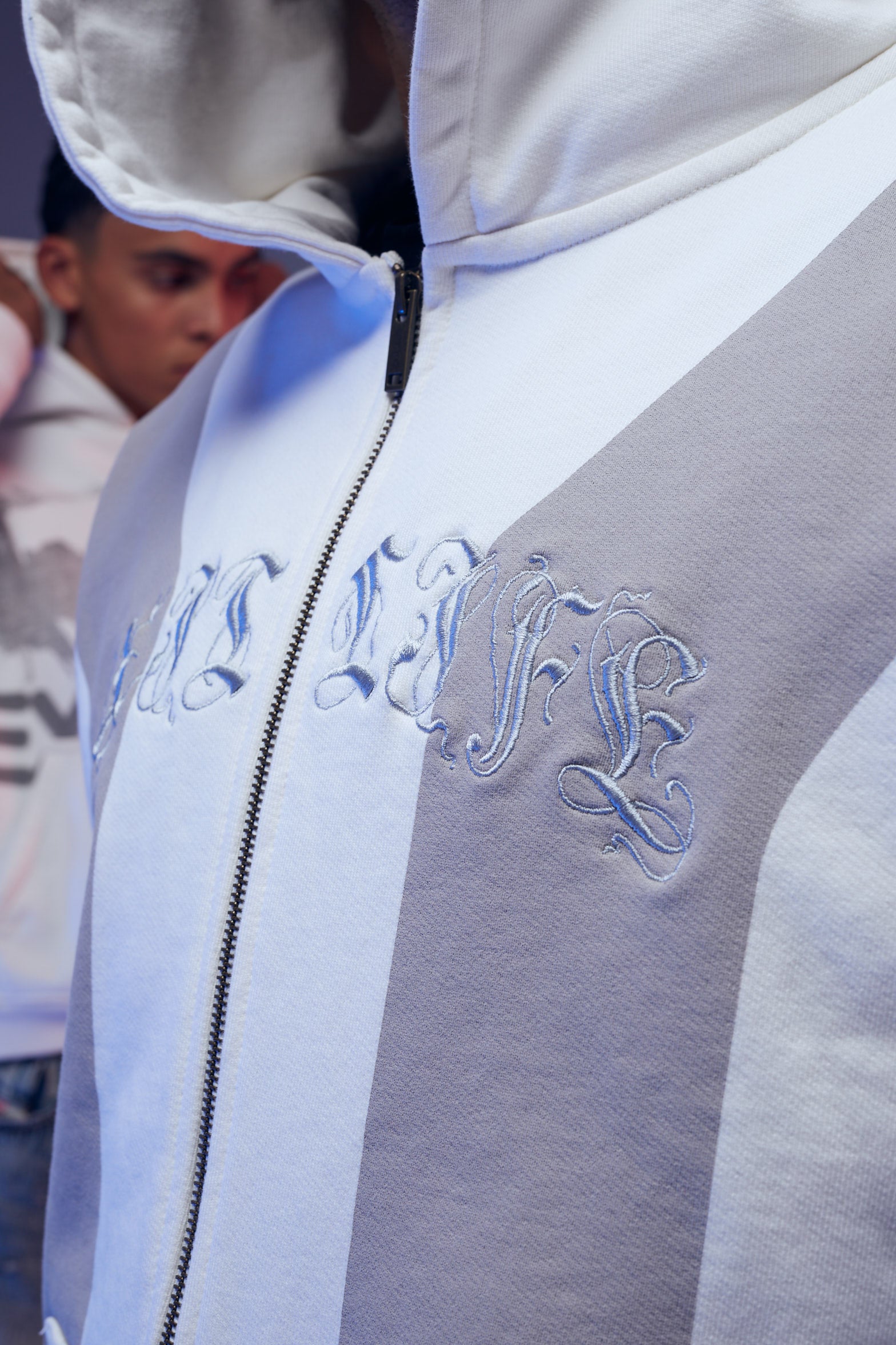Arabic Moon- Double Stripe Zipper White Colorway