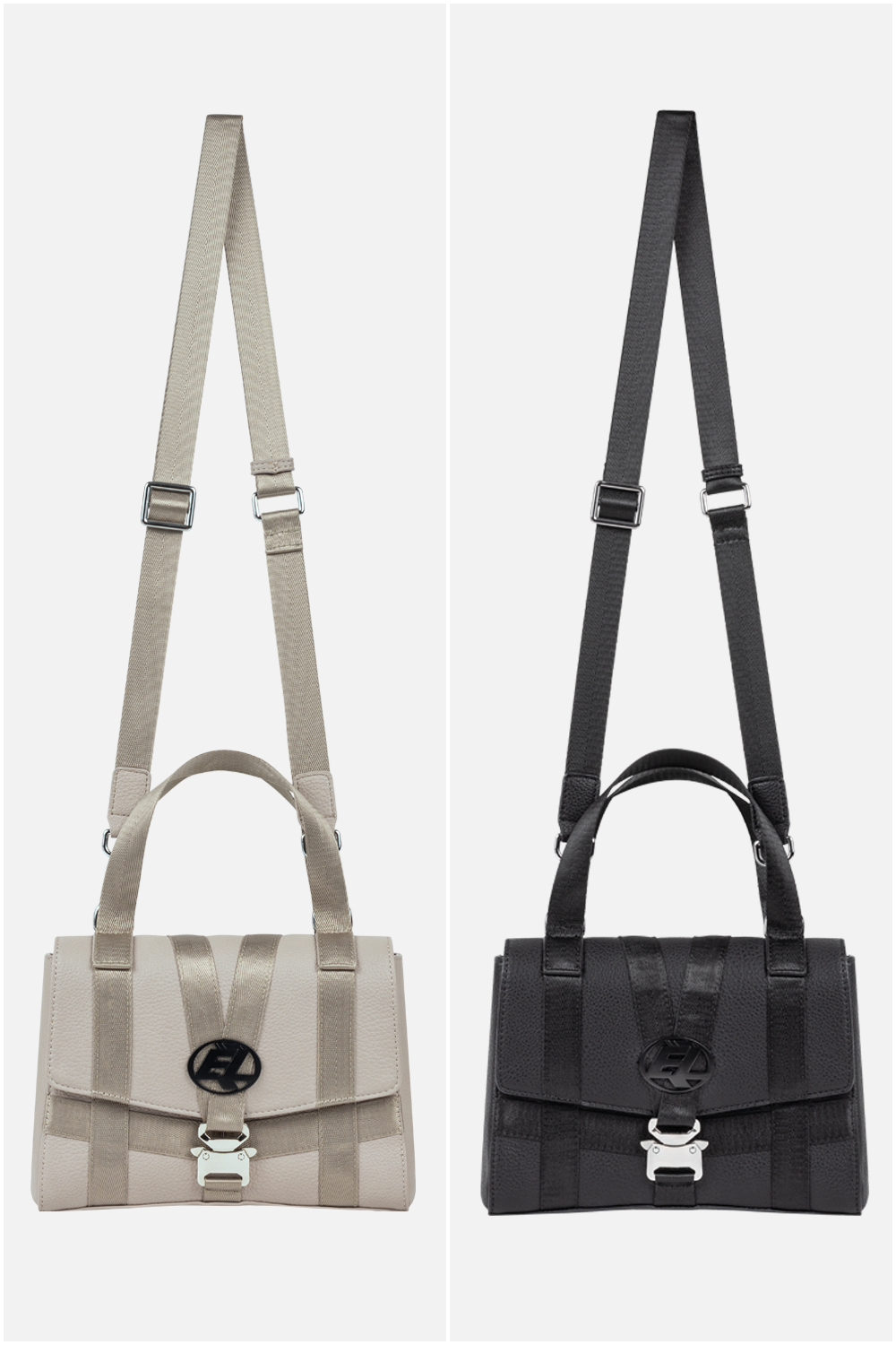 Black + Beige Strapped Bag Bundle